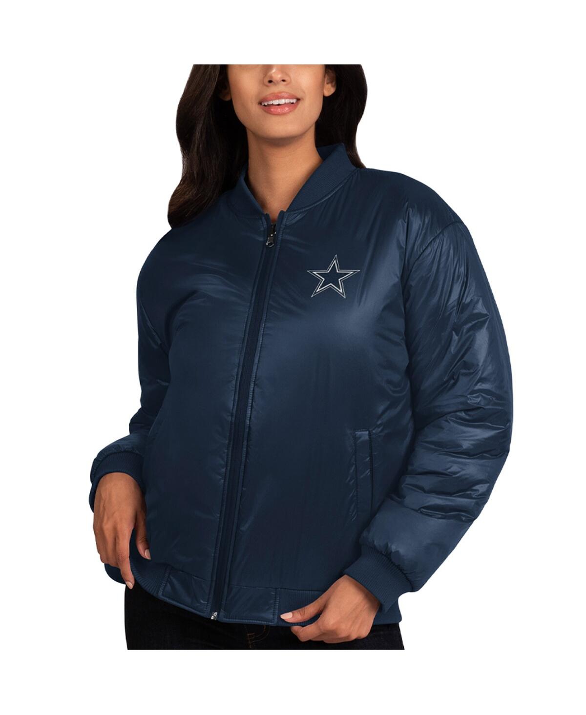 Shop G-iii 4her By Carl Banks Women's  Oatmeal, Navy Dallas Cowboys Switchback Reversible Full-zip Jacket In Oatmeal,navy