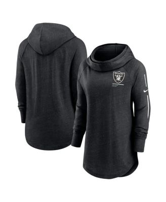 Women's Black Las Vegas Raiders Minimal Statement Raglan Funnel Neck Pullover Hoodie