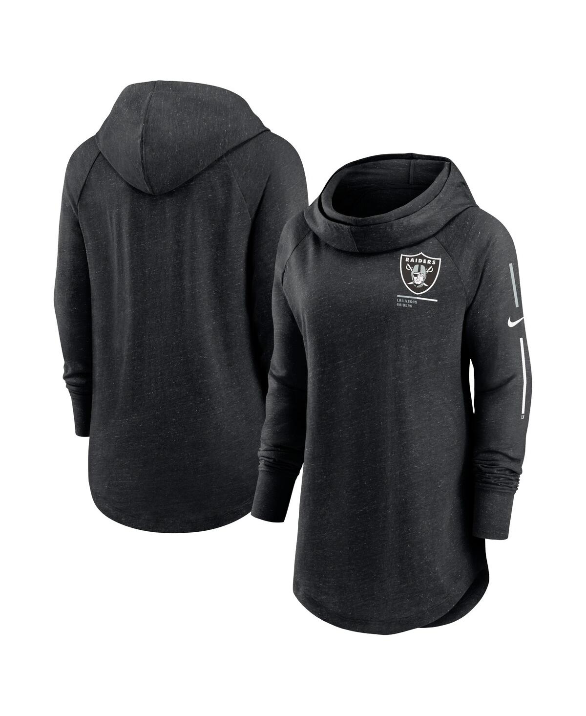 Shop Nike Women's  Black Las Vegas Raiders Minimal Statement Raglan Funnel Neck Pullover Hoodie