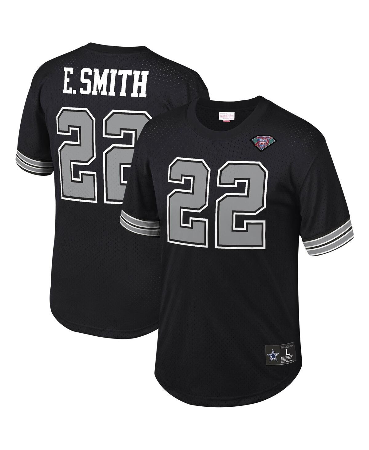 Мужская сетчатая футболка Emmitt Smith Black Dallas Cowboys с именем и номером игрока, вышедшего на пенсию