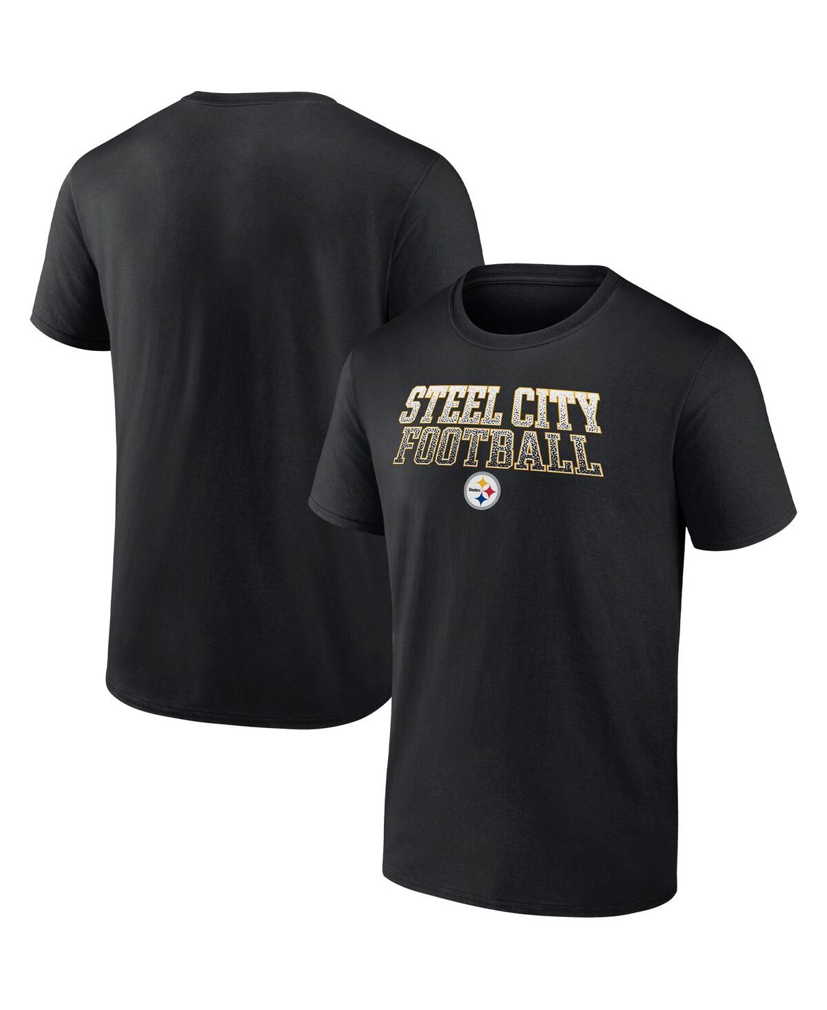 Fanatics Men's  Black Pittsburgh Steelers Steel City Football Heavy Hitter T-shirt