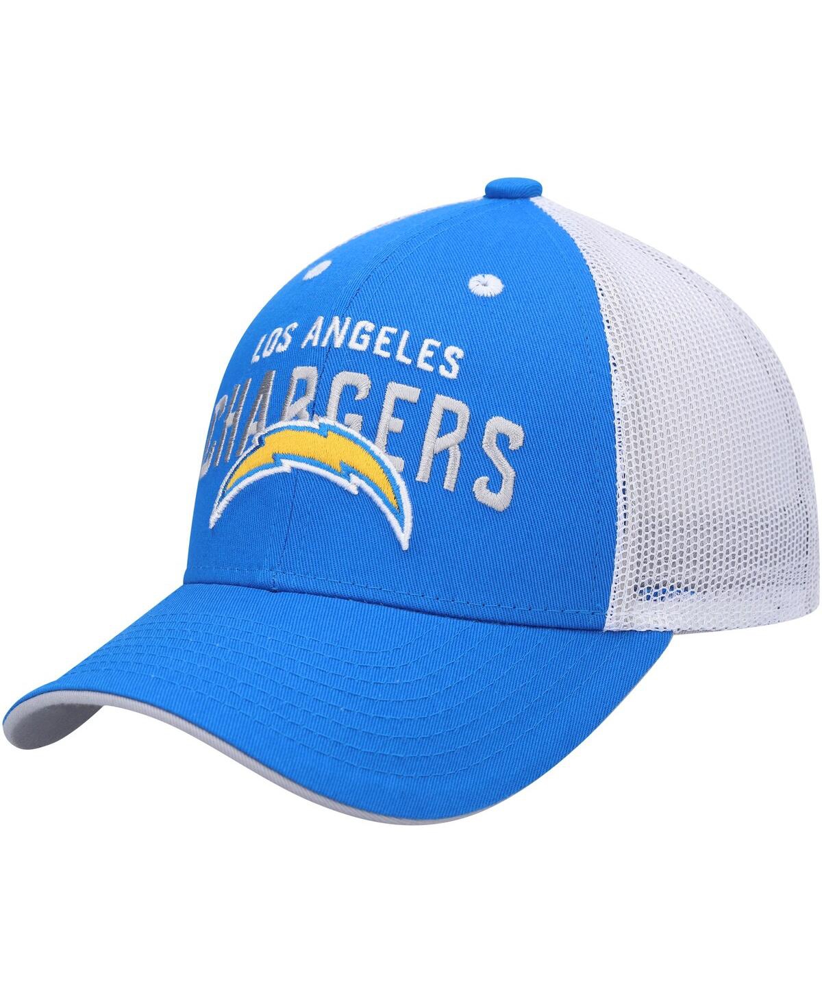 Outerstuff Kids' Big Boys Powder Blue, White Los Angeles Chargers Core Lockup Trucker Snapback Hat In Powder Blue,white