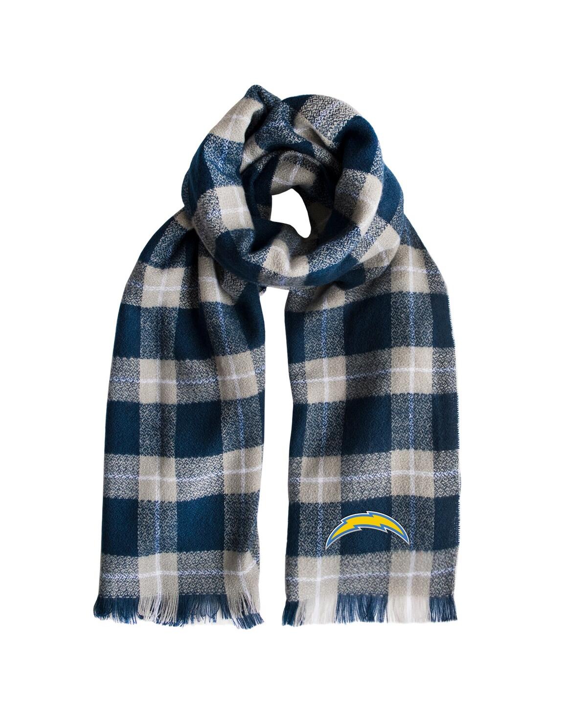 Little Earth Women's  Los Angeles Chargers Plaid Blanket Scarf In Navy,white