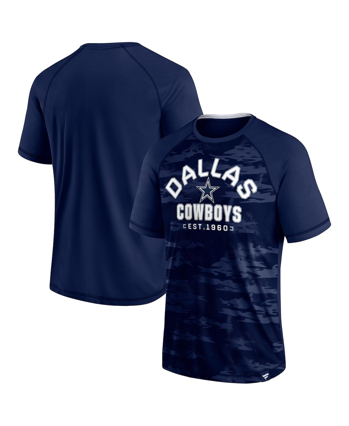 Shop Fanatics Men's  Navy Dallas Cowboys Hail Mary Raglan T-shirt