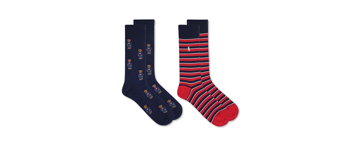 Polo Ralph Lauren Men's Tossed Denim Bear Slack Socks, 2-pack In Navy