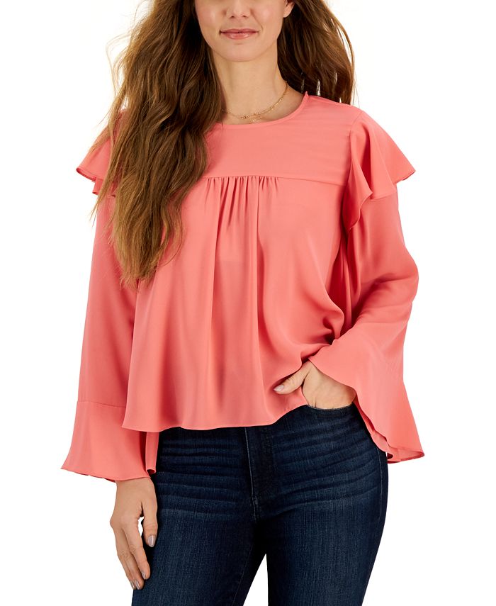 T Tahari Women's Ruffled BellSleeve Pleated Top Macy's