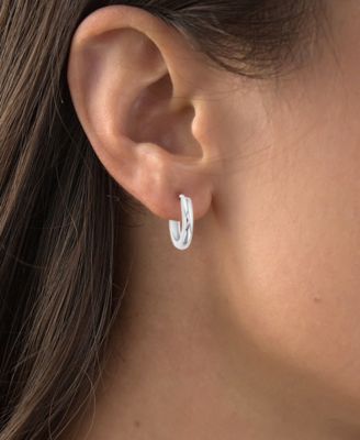 2-Pc. Set Cubic Zirconia Stud & Polished Small Hoop Earrings