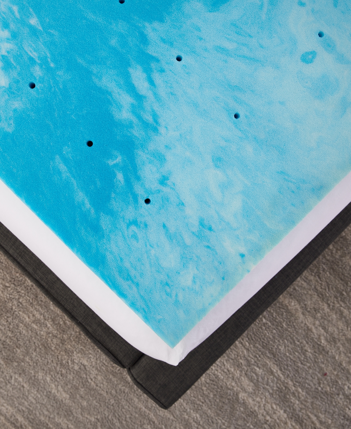 Prosleep Cooling Gel Swirl 3" Memory Foam Mattress Topper, King In White,blue