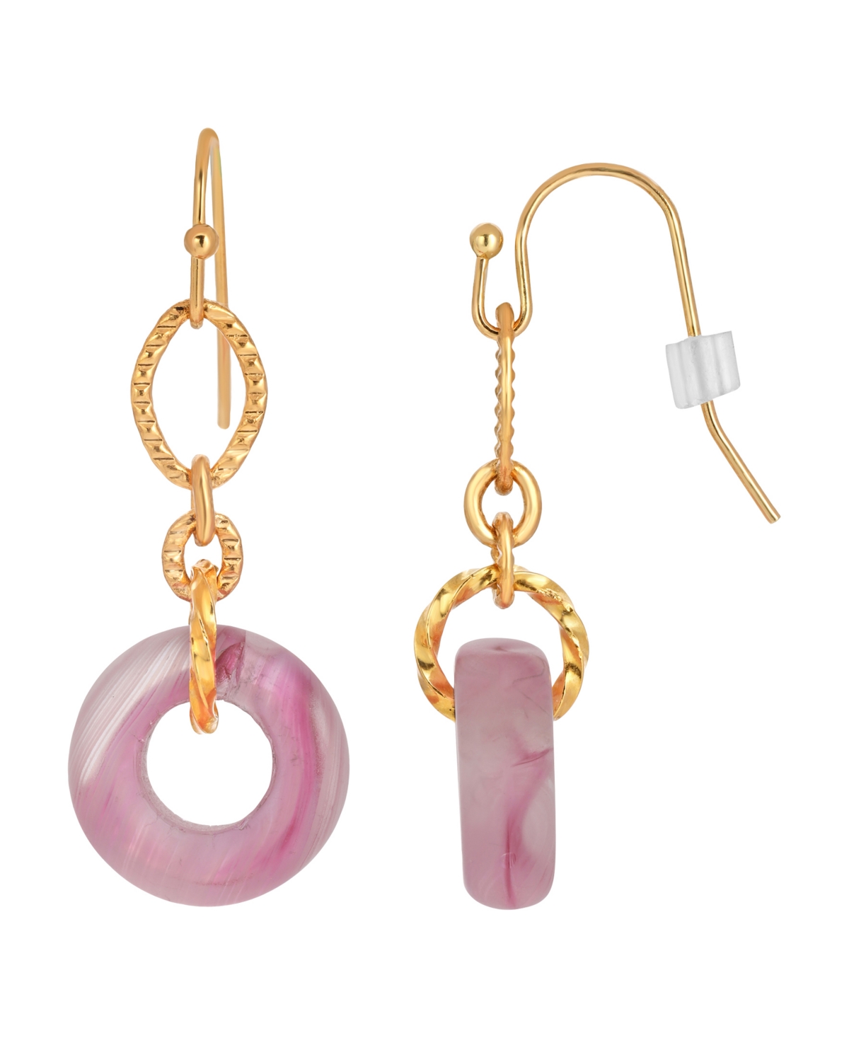 2028 Gold Tone Pink Link Drop Earring