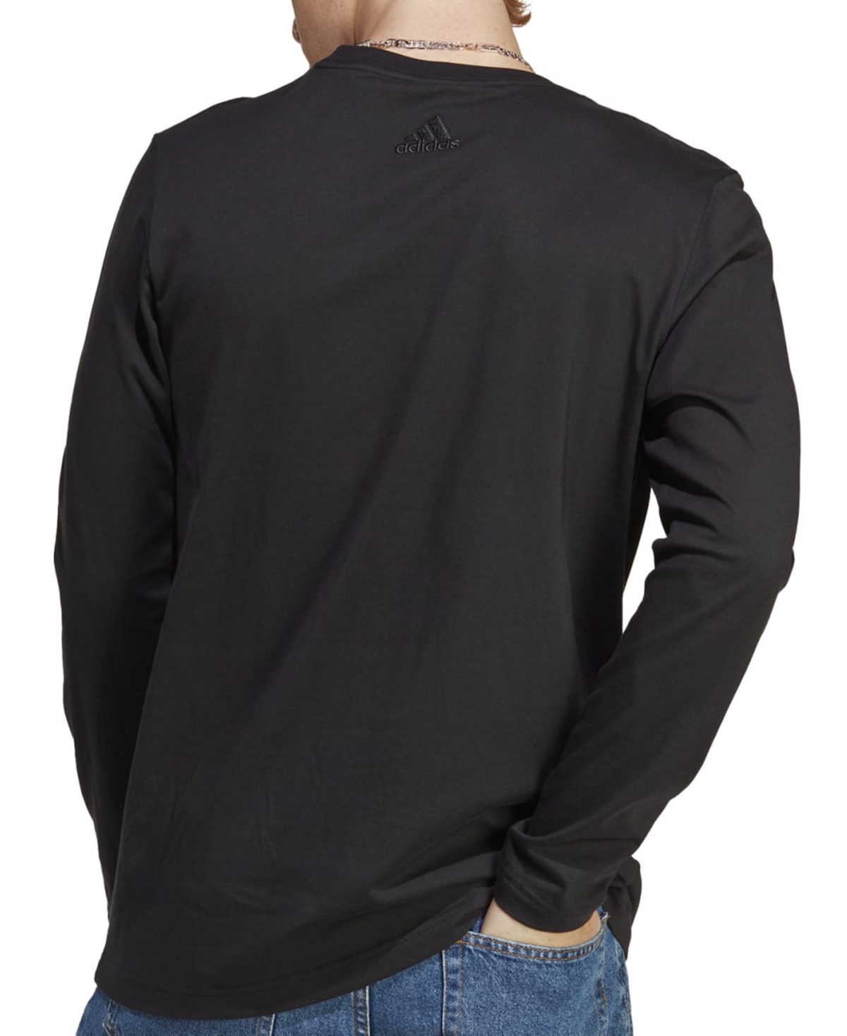 adidas Men's Basic Badge of Sport Long-Sleeve Crewneck T-Shirt -wht
