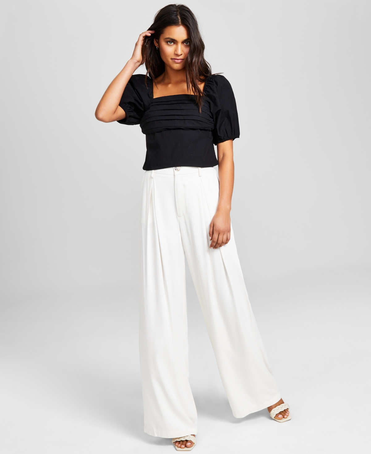 Shop And Now This Women's Pleat-front Wide-leg Soft Pants In Cream