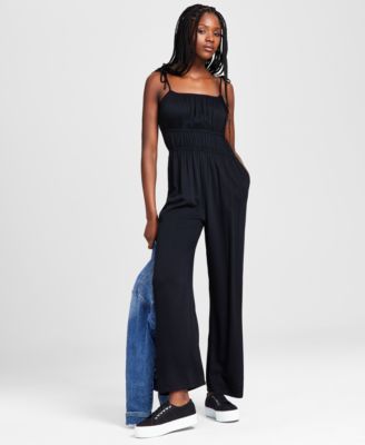 And Now This - Women's Tie-Strap Square-Neck Jumpsuit
