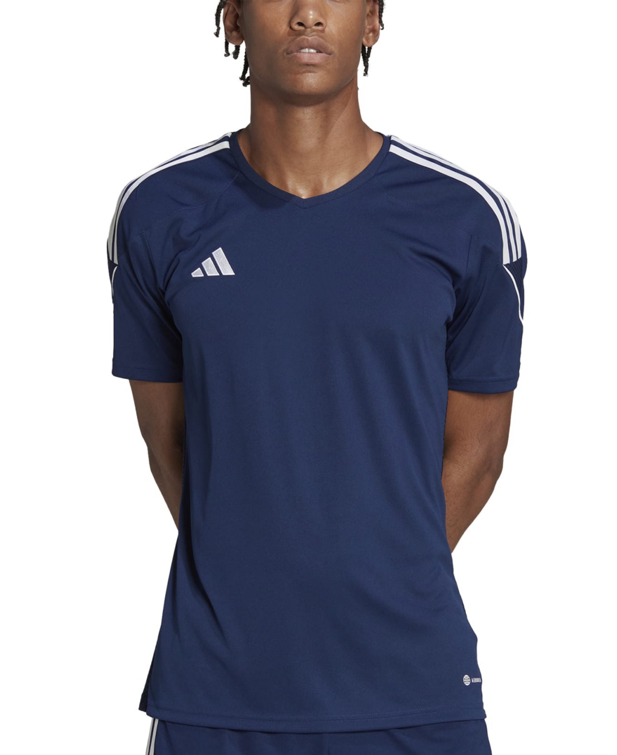 Adidas Originals Men's Tiro 23 League Slim-fit Performance 3-stripes T-shirt In Team Navy,white