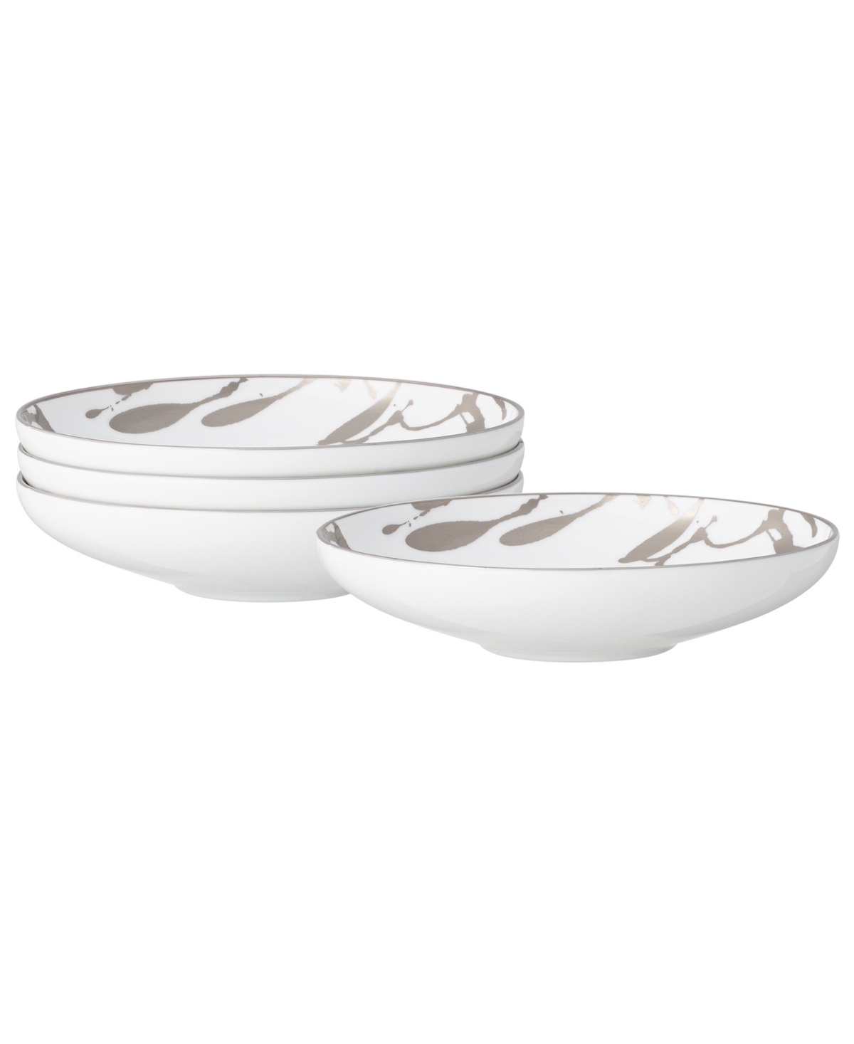 Noritake Raptures Platinum Set Of 4 Fruit Bowls, Service For 4 In White Platinum