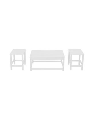3-Piece Outdoor Patio Adirondack Coffee Table and Side Table Set