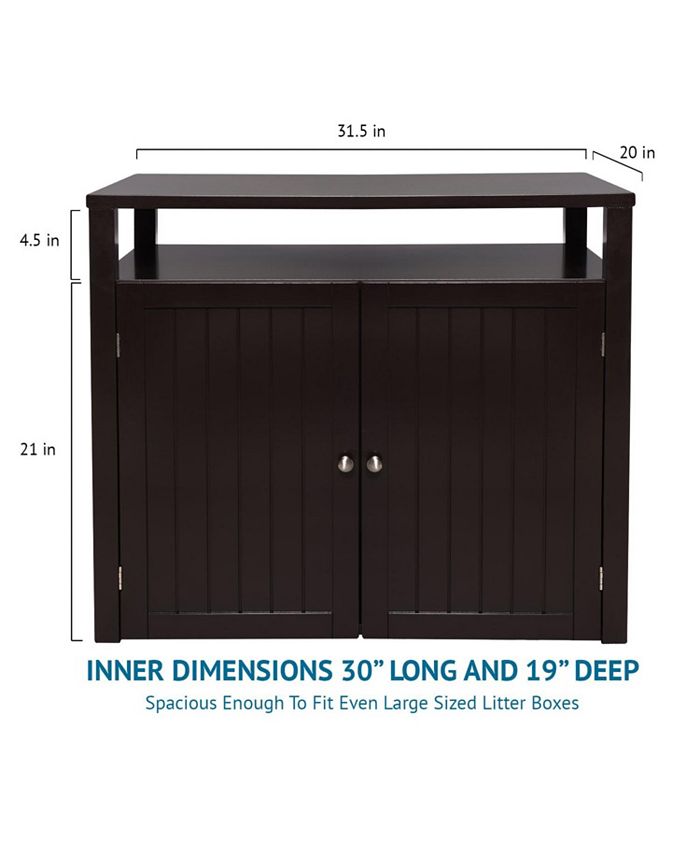 Arf Pets Cat Litter Box Enclosure, Cat Furniture Box House with Table