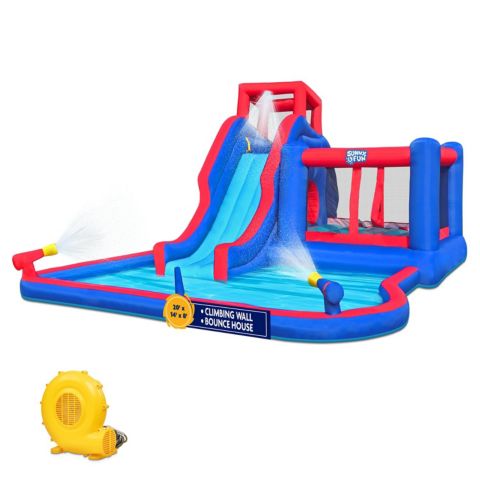 Детская игрушка Sunny & Fun Inflatable Water Slide with Bounce House & Splash Pool, Puncture-Resistant, Ages 3+, цвет: Синий
