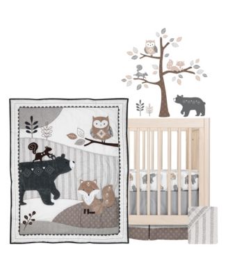 Baby Woodland Forest Animal Nursery 5-Piece Crib Bedding Set - Gray