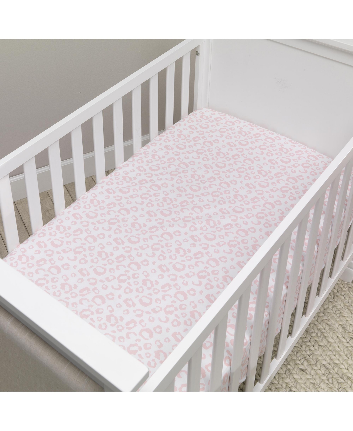 Lambs & Ivy Signature Pink/White Leopard Organic Cotton Fitted Crib Sheet