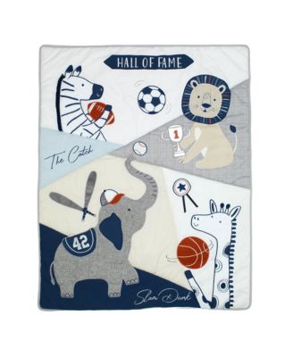 Hall of Fame Sports Animals 5-Piece Crib Bedding Set - Gray/Blue