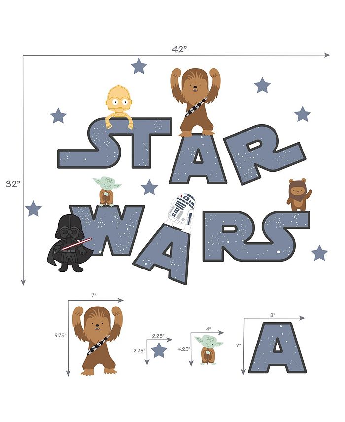 Lambs &amp; Ivy Star Wars Logo Wall Decals w/ Yoda/R2D2/Darth Vader and ...