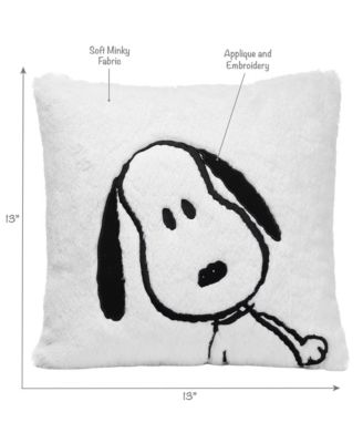 Classic Snoopy White/Black Furry Decorative Nursery Throw Pillow