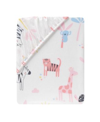 Snuggle Jungle Pastel Safari Cotton Jersey Baby Fitted Crib Sheet