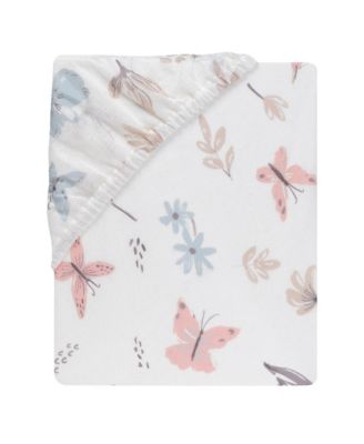 Baby Blooms Watercolor Floral/Butterfly Cotton Fitted Crib Sheet