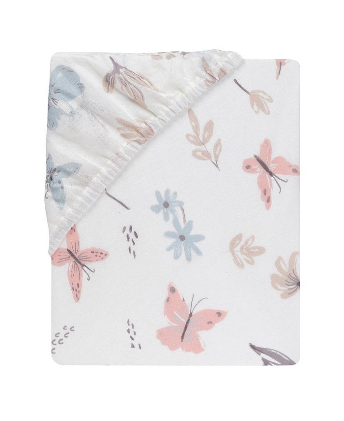 Lambs & Ivy Baby Blooms Watercolor Floral/Butterfly Cotton Fitted Crib