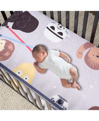 Star Wars Galaxy Cotton Fitted Crib Sheet - Yoda/Darth Vader/R2D2