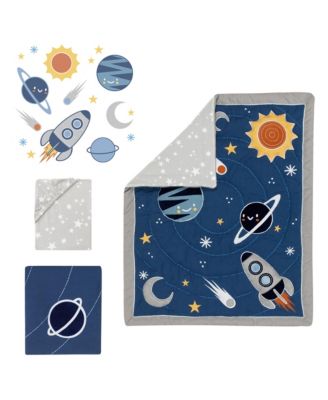 Milky Way Blue/Gray Space Galaxy 4-Piece Nursery Baby Crib Bedding Set