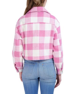 Juniors' Cropped Buffalo Plaid Shacket
