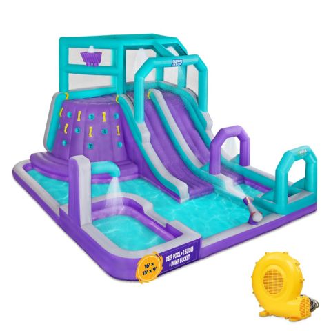 Детская игрушка Sunny & Fun Inflatable Water Slide & Blow Up Pool with Climbing Wall, Ages 3+, цвет: Фиолетовый