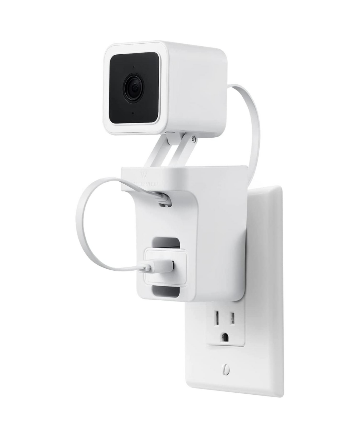 Wasserstein Ac Outlet Wall Mount Compatible With Wyze Cam V3 - Reliable Mounting Alternative For Your Cameras (w In White