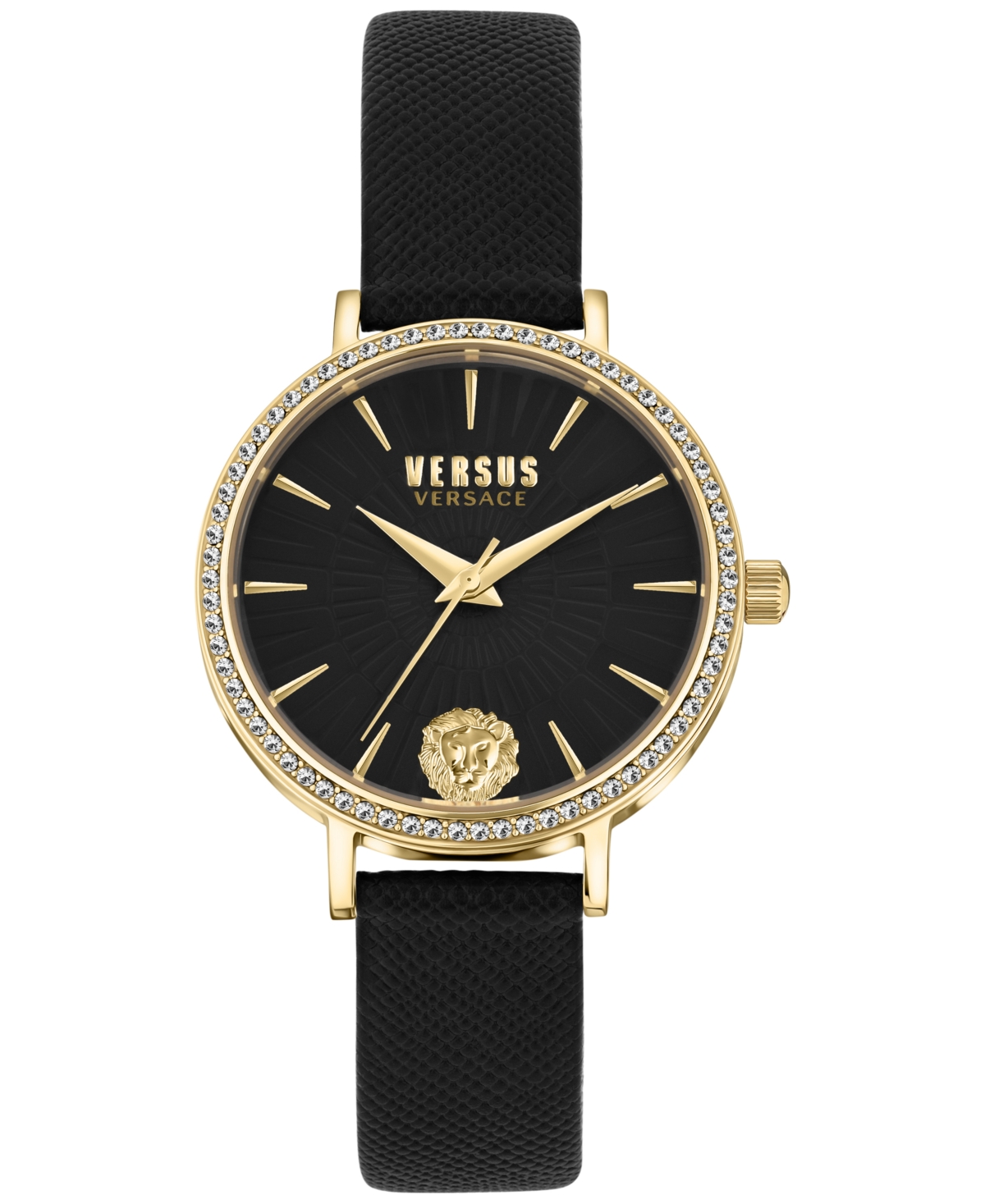 Versus Women's Mar Vista Black Leather Strap Watch 34mm In Gold