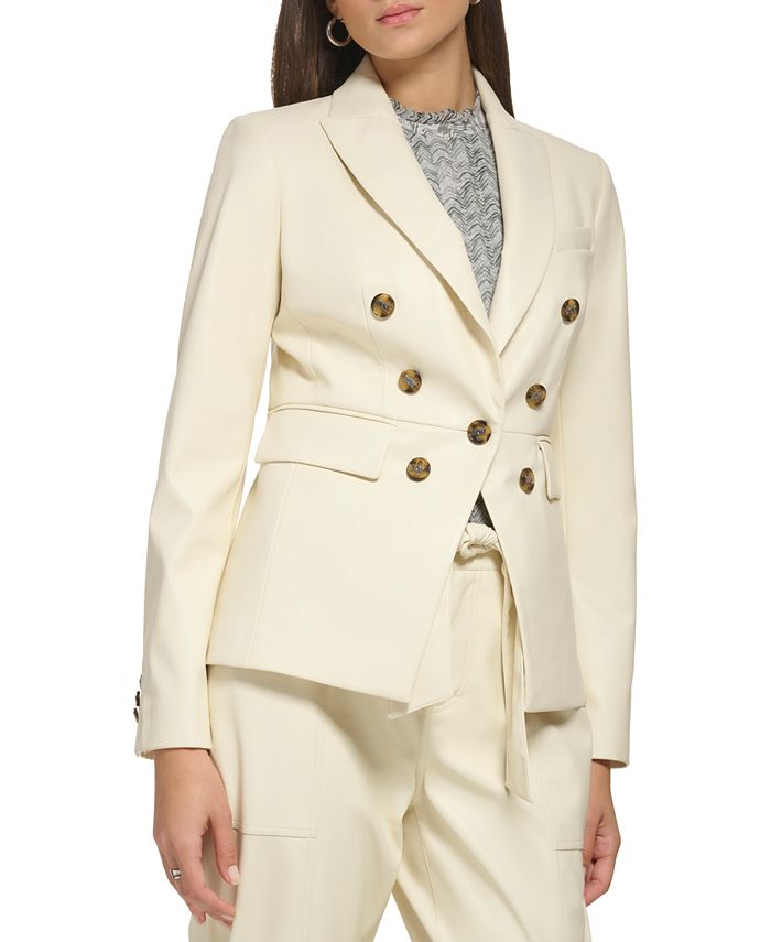 DKNY Women's Faux Leather DoubleBreasted Blazer Macy's