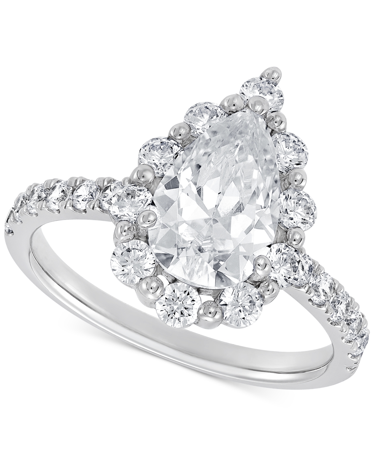 Igi Certified Lab Grown Diamond Pear-Cut Halo Engagement Ring (3 ct. t.w.) in 14k White Gold - White Gold