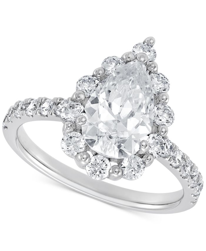 IGI Certified Lab Grown Diamond Pear-Cut Halo Engagement Ring (3 ct.