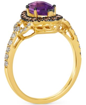 Grape Amethyst (1-1/5 ct. t.w.), Chocolate Diamonds (1/3 ct. t.w.) & Nude Diamonds (1/4 ct. t.w.) Marquise Ring in 14k Gold