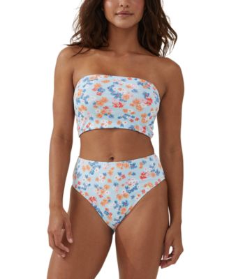 longline bikini top and high waisted bottoms