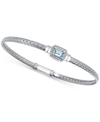 Garnet & White Topaz (1/5 ct. t.w.) Woven Bangle Bracelet in 14k Gold-Plated Sterling Silver (Also in Citrine, Swiss Blue Topaz, Morganite, Amethyst, Peridot & Onyx)