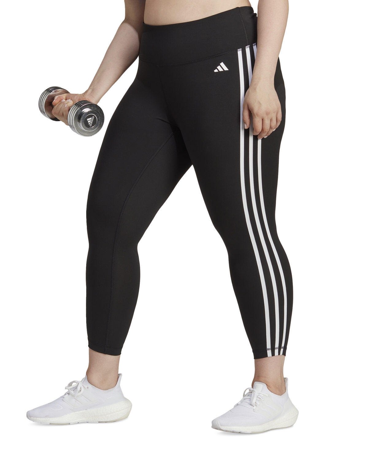 Adidas Originals Plus Size Train Essentials 3-stripes High-waisted 7/8 Leggings In Black