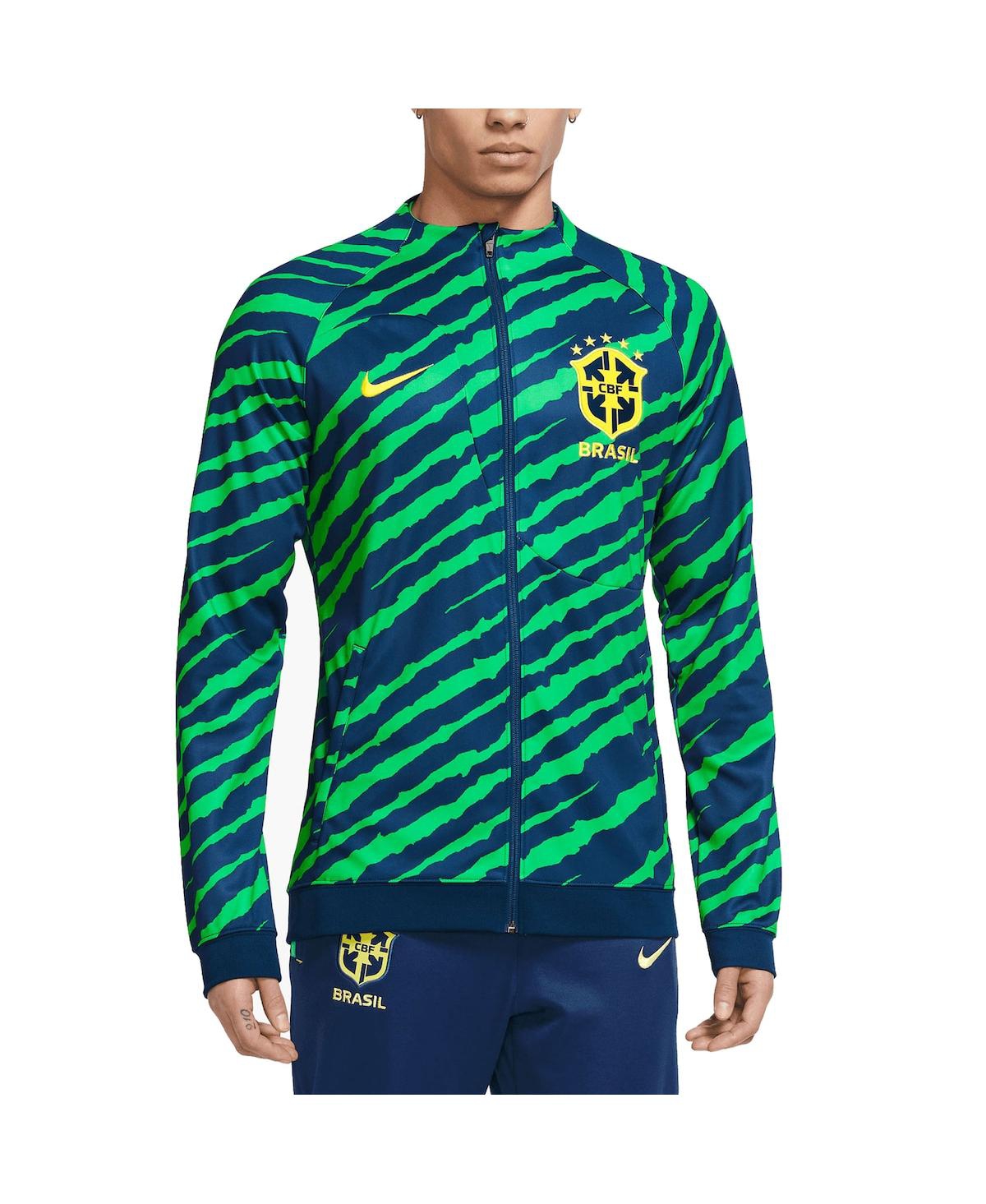 Shop Nike Men's  Blue Brazil National Team Academy Pro Anthem Performance Full-zip Jacket