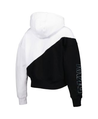 Women's White and Black Las Vegas Raiders Bobbi Color Blocked Pullover Hoodie