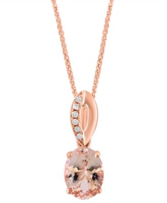 LALI Jewels - Morganite (1 ct. t.w.) & Diamond Accent Pendant Necklace in 14k Rose Gold, 16" + 2" extender