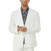 Tallia Patch Pockets Fully Lined Button Closure Slim Fit Textured Sport Coats (Size: 40L in White)