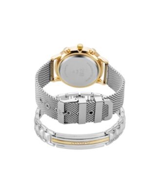 Men's Analog Silver-Tone Metal Alloy Bracelet Watch, 42mm and Bracelet Set