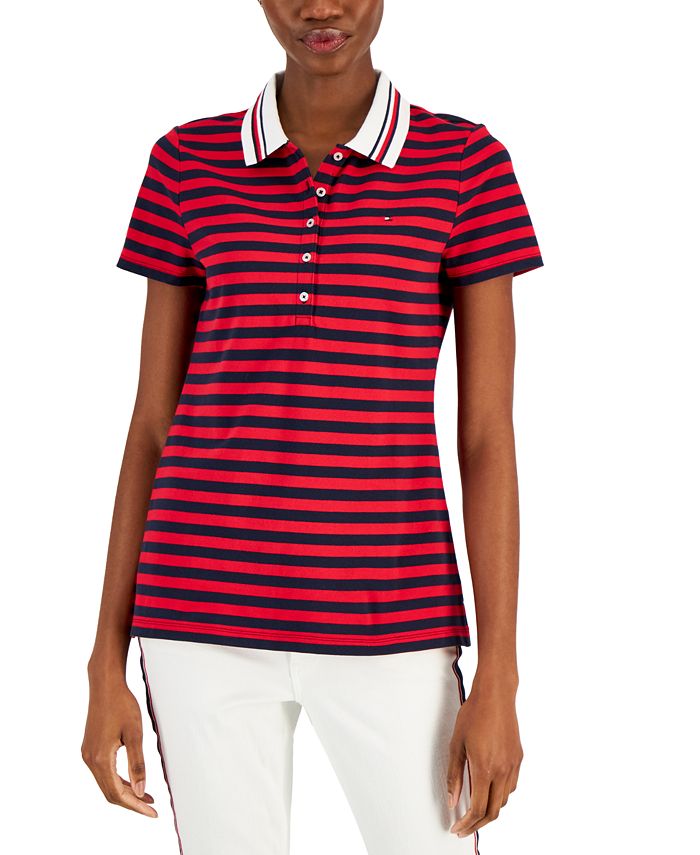 Tommy Hilfiger Women's Twin-Tipped Striped Polo - Macy's