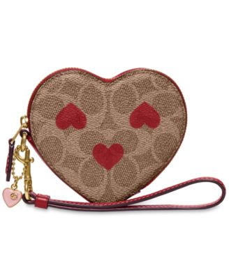 COACH - Signature Coated Canvas with Heart Print Wristlet