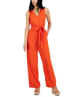 macys womens red jumpsuit